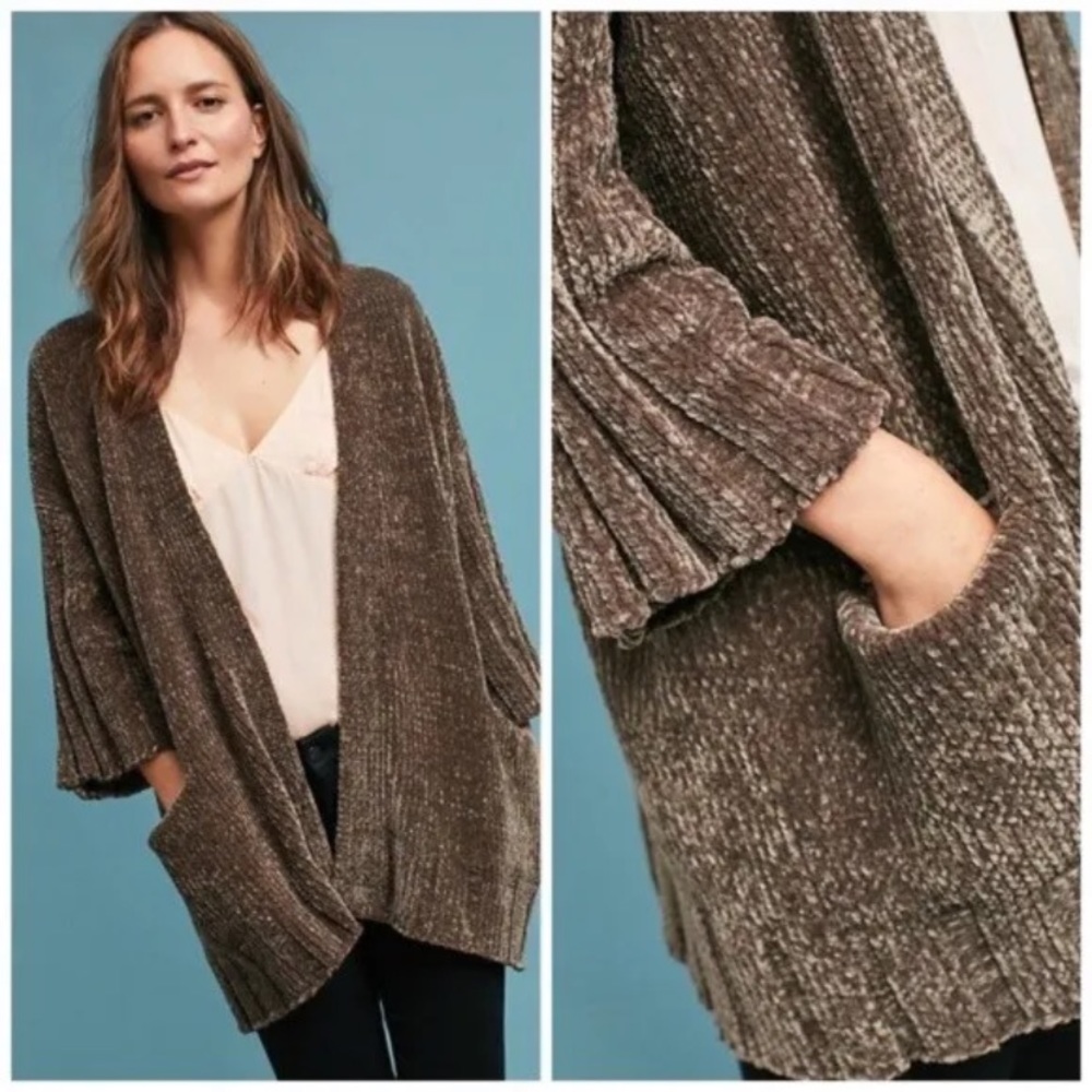 Anthropology MOTH Chenille Cardigan L